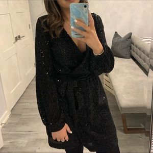 Black sequinned Dynamite dress